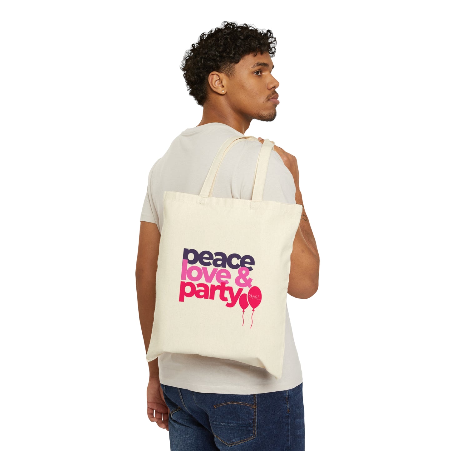Peace, Love & Party! - Voila! Let's Party! Cotton Canvas Tote Bag